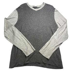 James Perse V-Neck Long Sleeve Pullover XL Sweater Gray Linen Blend Mens Size 4